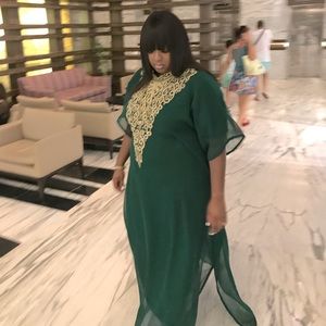 Once Worn - Emerald and Gold Kaftan!